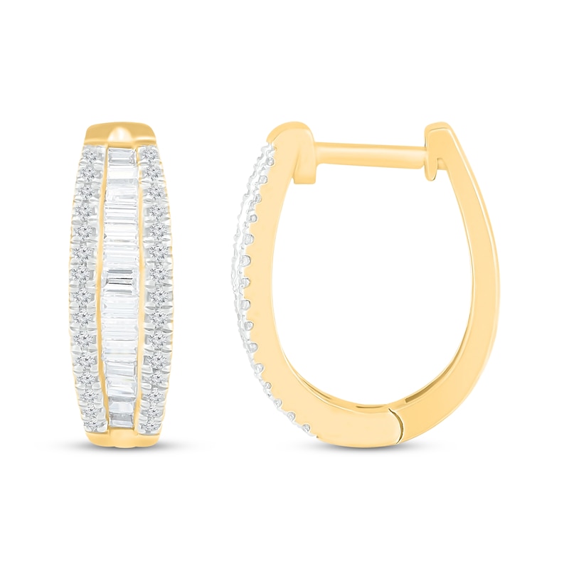 Main Image 3 of Previously Owned Diamond Hoop Earrings 5/8 ct tw 10K Yellow Gold