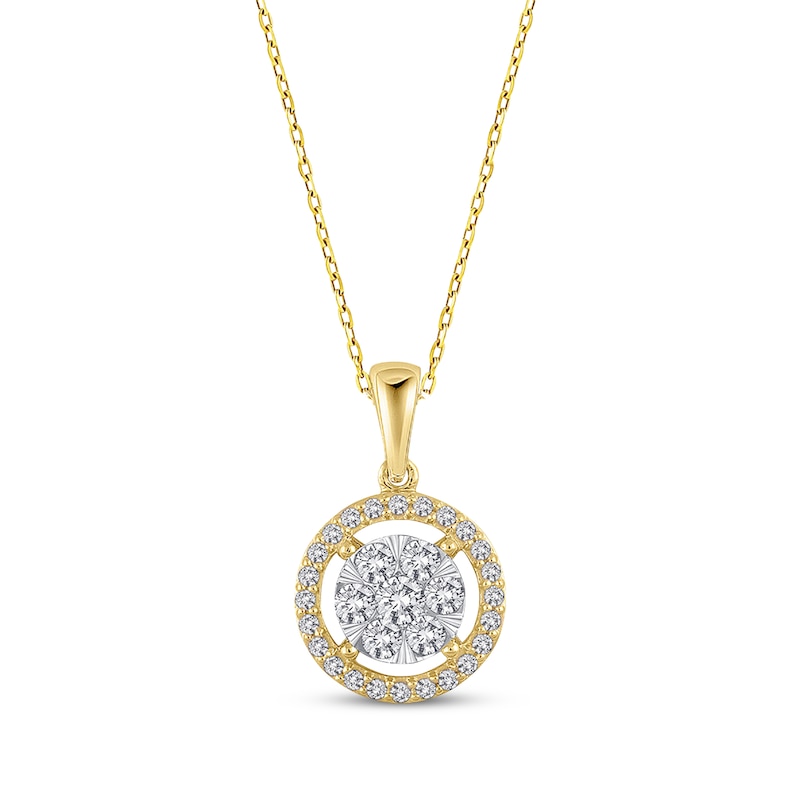 Main Image 1 of Previously Owned Diamond Necklace 1/2 ct tw Round-cut 10K Two-Tone Gold