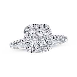 Previously Owned Multi-Diamond Engagement Ring 1 ct tw Princess-Cut 14K White Gold