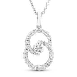 Previously Owned Encircled by Love Diamond Necklace 1/2 ct tw Round-cut 10K White Gold 18&quot;