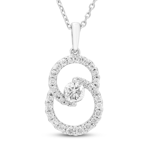 Previously Owned Encircled by Love Diamond Necklace 1/2 ct tw Round-cut 10K White Gold 18"