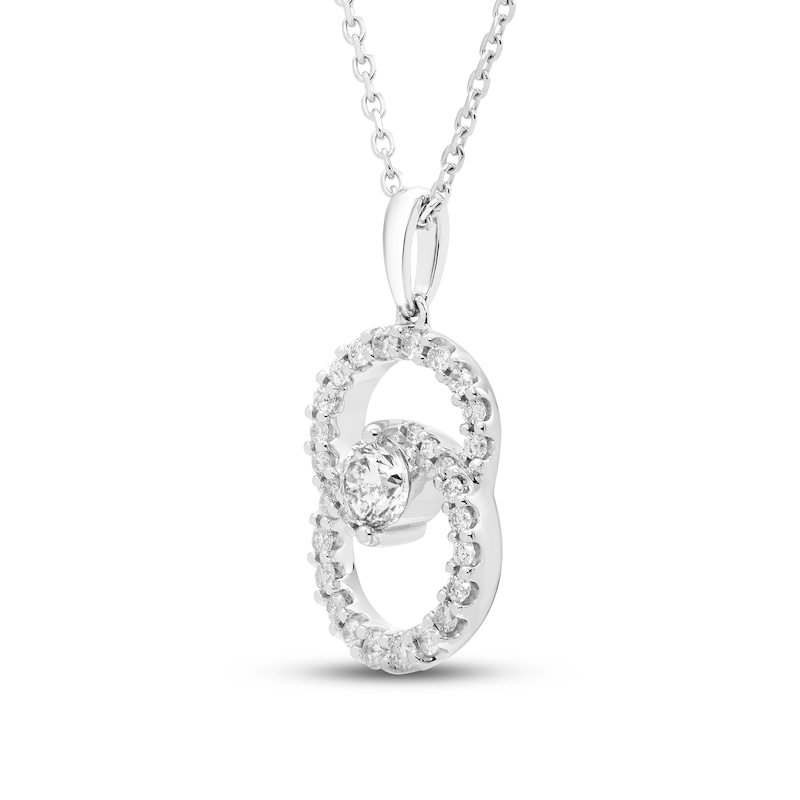 Main Image 2 of Previously Owned Encircled by Love Diamond Necklace 1/2 ct tw Round-cut 10K White Gold 18&quot;