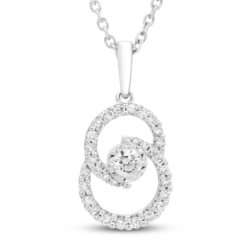 Main Image 1 of Previously Owned Encircled by Love Diamond Necklace 1/4 ct tw Round-cut Sterling Silver 18&quot;