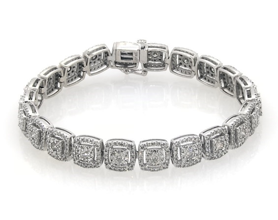 Previously Owned Diamond Bracelet 5 ct tw Round-cut 10K White Gold 7"