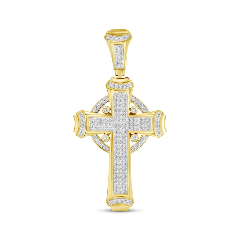 Previously Owned Men's Diamond Cross Pendant 1/2 ct tw Round-cut 10K Yellow Gold