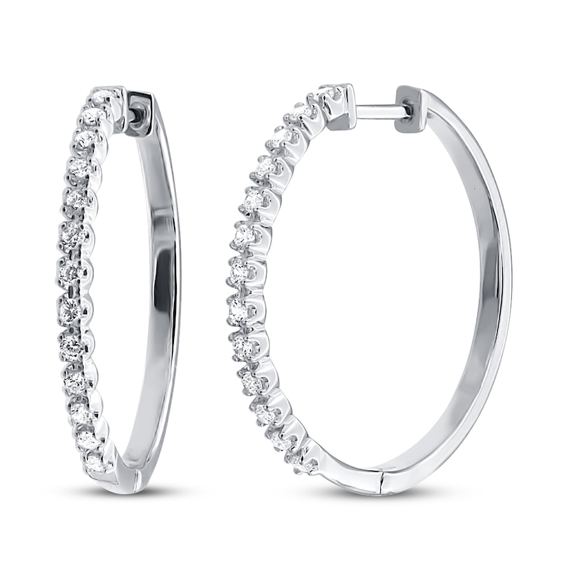 Main Image 1 of Previously Owned Diamond Hoop Earrings 1/2 ct tw 10K White Gold