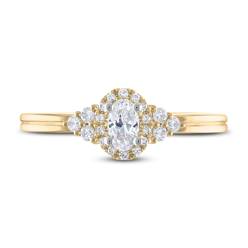 Main Image 3 of Previously Owned Diamond Engagement Ring 3/8 ct tw Oval & Round 14K Yellow Gold