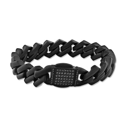 Men's Black Diamond Link Bracelet 1/2 ct tw Black Ion-Plated Stainless Steel 8.50&quot;