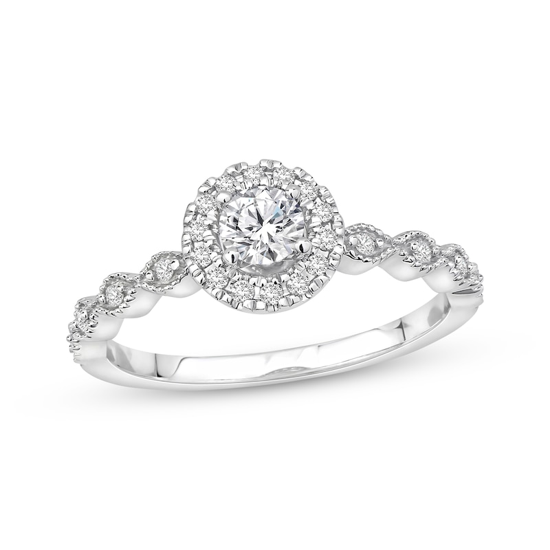 Main Image 1 of Previously Owned Diamond Engagement Ring 3/8 ct tw Round-cut 10K White Gold