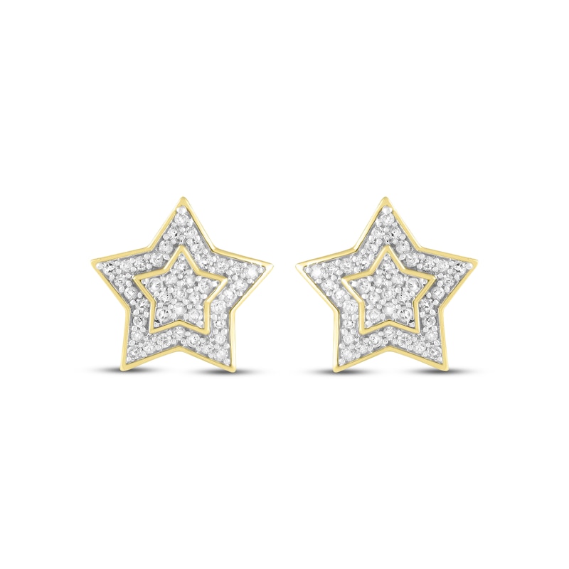 Main Image 2 of Previously Owned Men's Diamond Star Stud Earrings 1/4 ct tw Round-cut 10K Yellow Gold