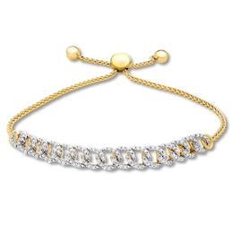 Previously Owned Diamond Link Bolo Bracelet 1/4 ct tw Round-cut 10K Yellow Gold 9.5&quot;