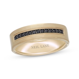 Previously Owned Neil Lane Men's Black Diamond Wedding Band 1/6 ct tw Round-cut 18K Yellow Gold - Size 8.5