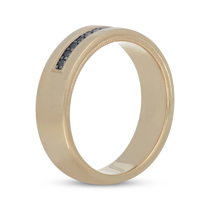 Main Image 2 of Previously Owned Neil Lane Men's Black Diamond Wedding Band 1/6 ct tw Round-cut 18K Yellow Gold - Size 8.5