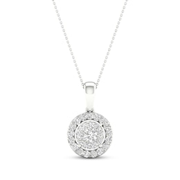 Previously Owned Multi-Diamond Necklace 1/2 ct tw Round-Cut 10K White Gold 18&quot;