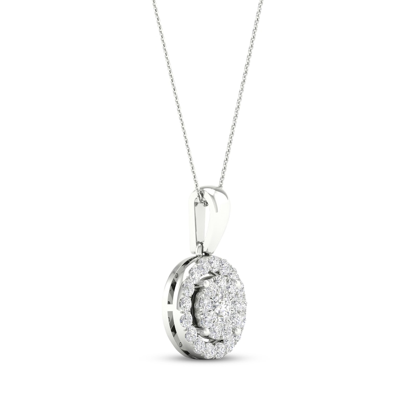 Main Image 2 of Previously Owned Multi-Diamond Necklace 1/2 ct tw Round-Cut 10K White Gold 18&quot;