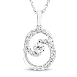 Previously Owned Encircled by Love Diamond Necklace 1/3 ct tw Round-cut 10K White Gold 18&quot;
