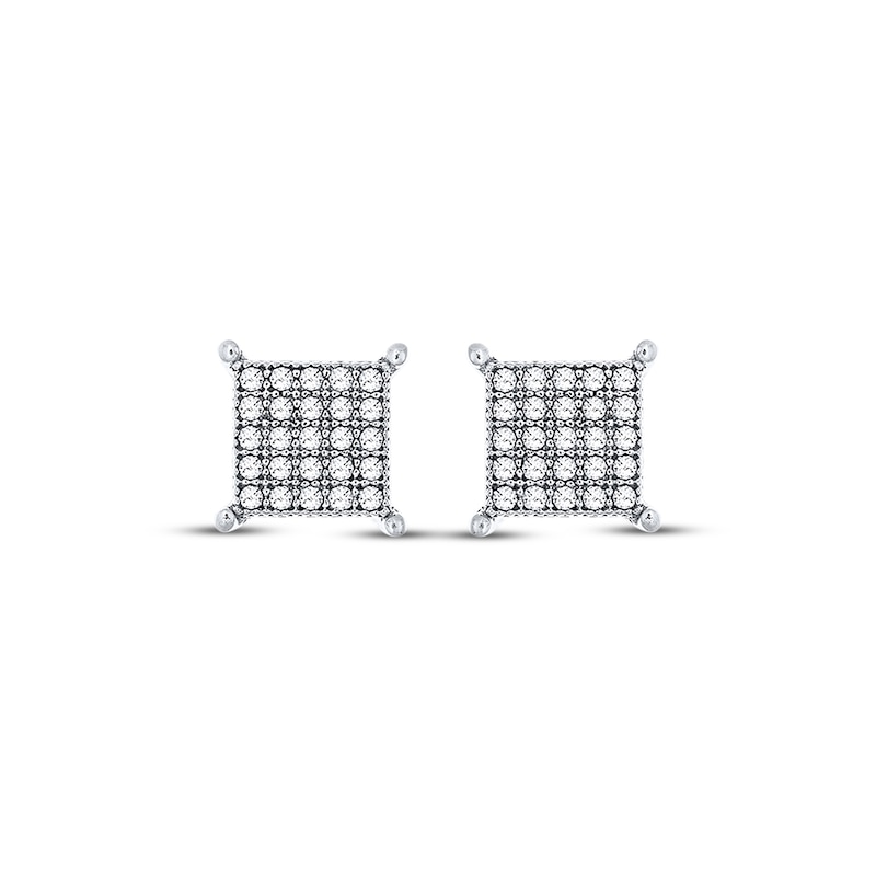 Main Image 2 of Previously Owned Men's Diamond Stud Earrings 1/4 ct tw Round-cut 10K White Gold