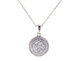 Previously Owned Diamond Double Halo Necklace 1/2 ct tw 10K White Gold 18&quot;