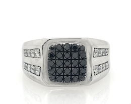 Previously Owned Men's Black & White Diamond Ring 1 ct tw 10K White Gold