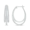 Thumbnail Image 3 of Previously Owned Diamond Three-Row Pave Hoop Earrings 1 ct tw Round-cut 10K White Gold