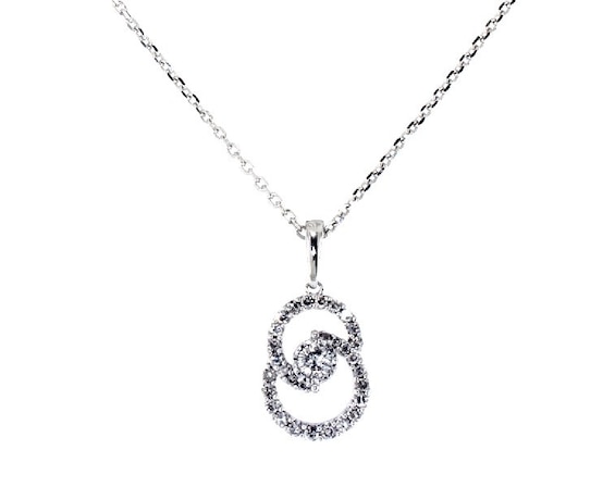 Previously Owned Encircled by Love Diamond Necklace 1/4 ct tw Round-cut 10K White Gold 18"
