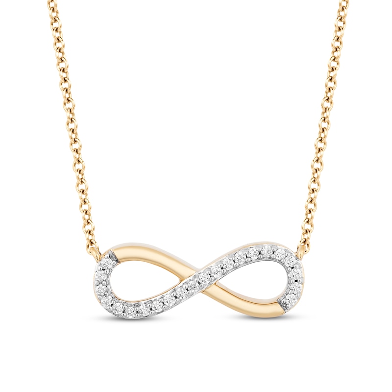 Main Image 1 of Previously Owned Hallmark Diamonds Infinity Necklace 1/10 ct tw 10K Yellow Gold 18&quot;