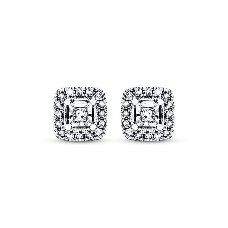 Main Image 2 of Previously Owned Diamond Earrings 1/4 ct tw Princess-cut 10K White Gold