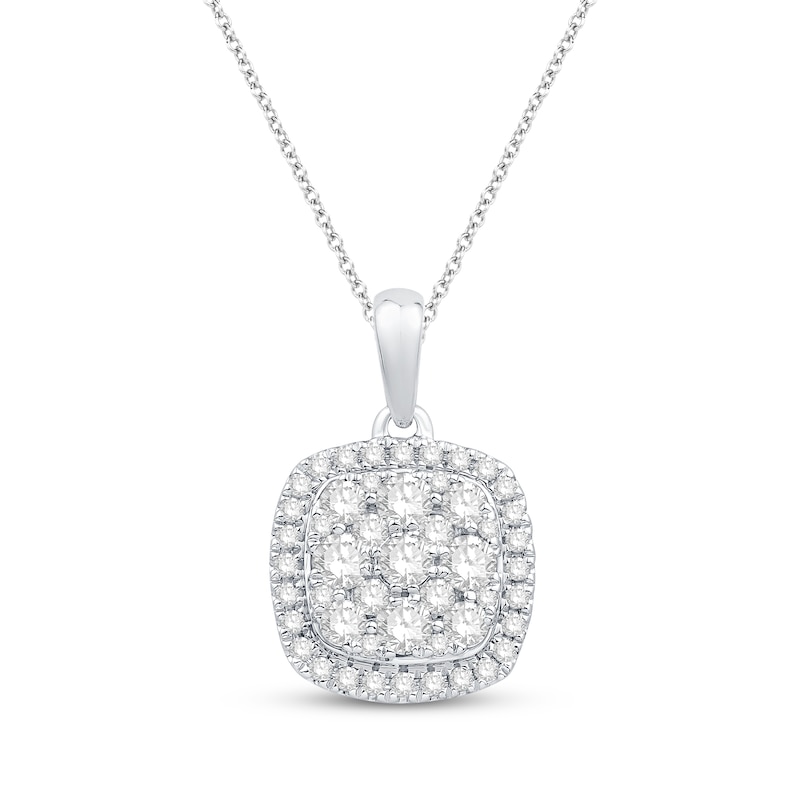 Main Image 1 of Previously Owned Diamond Necklace 1/2 ct tw Round-Cut 10K White Gold 18&quot;