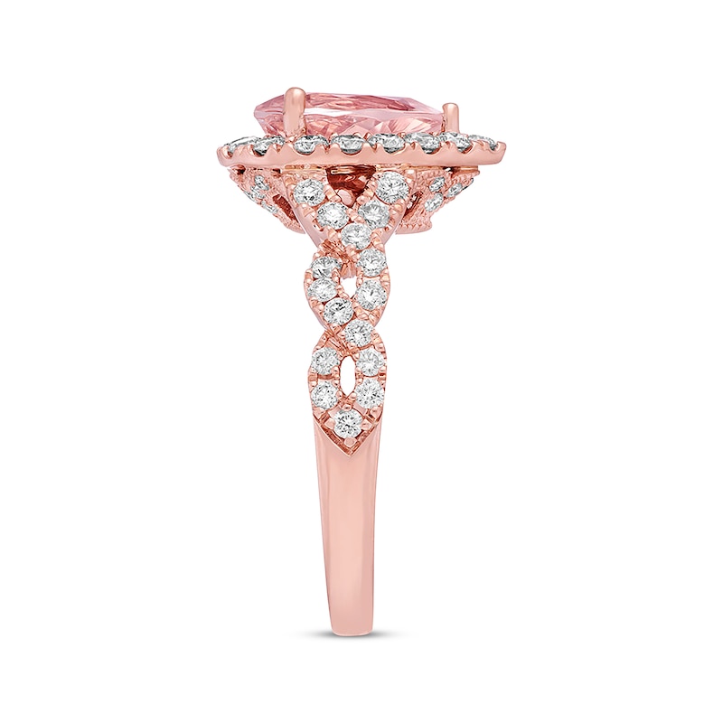 Main Image 2 of Previously Owned Neil Lane Morganite Engagement Ring 3/4 ct tw Round-cut Diamonds 14K Rose Gold - Size 11