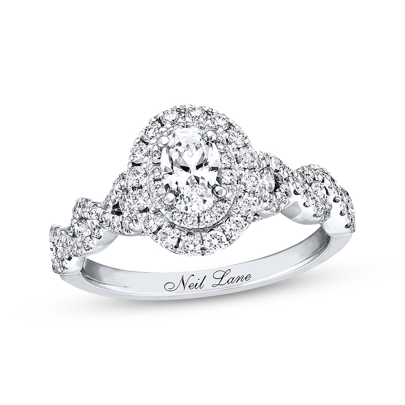 Previously Owned Neil Lane Diamond Enagagement Ring 1-1/6 ct tw Oval & Round-cut 14K White Gold - Size 5.5