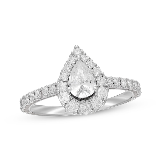Previously Owned Neil Lane Diamond Engagement Ring 1 ct tw Pear & Round-cut 14K White Gold - Size 5