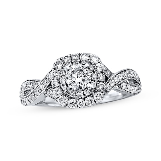 Previously Owned Neil Lane Engagement Ring 7/8 ct tw Round-cut Diamonds 14K White Gold - Size 9
