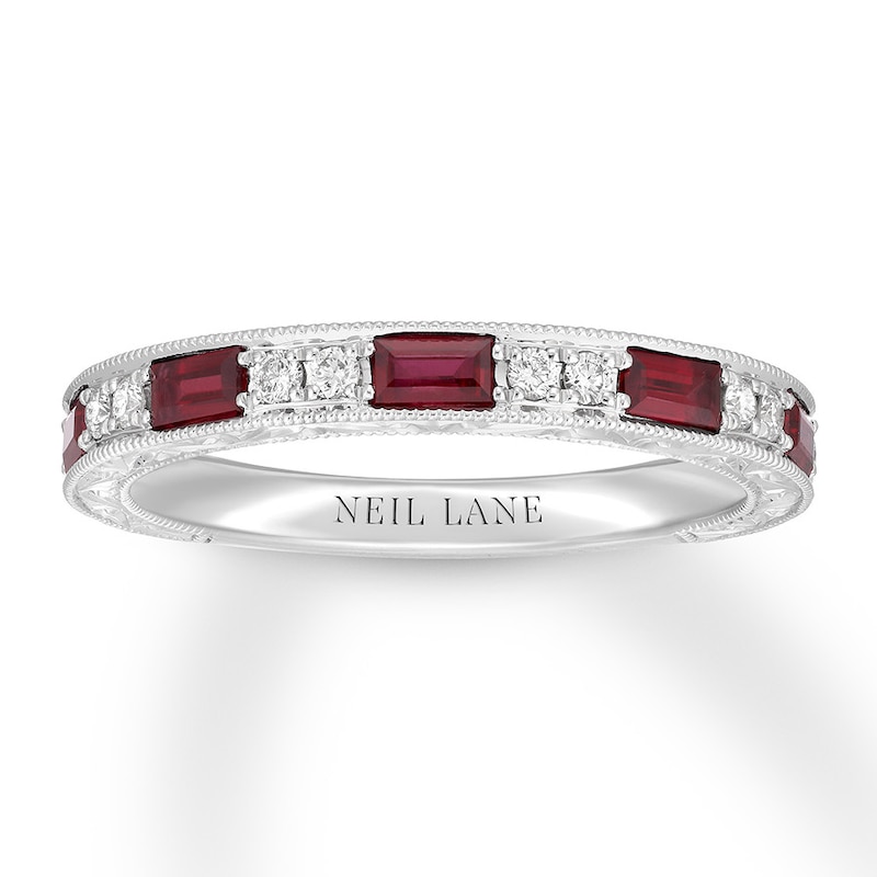 Main Image 1 of Previously Owned Neil Lane Ruby Anniversary Band 1/6 ct tw Diamonds 14K White Gold