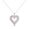 Thumbnail Image 1 of Previously Owned Diamond Heart Necklace 1 ct tw Round & Baguette-cut 10K Two-Tone Gold 18&quot;