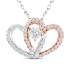 Thumbnail Image 1 of Previously Owned Diamond Heart Necklace 1/4 ct tw Round-Cut 10K Two-Tone Gold 18&quot;