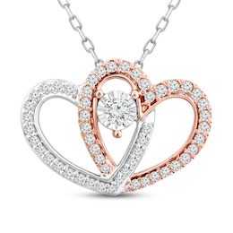 Previously Owned Diamond Heart Necklace 1/4 ct tw Round-Cut 10K Two-Tone Gold 18&quot;