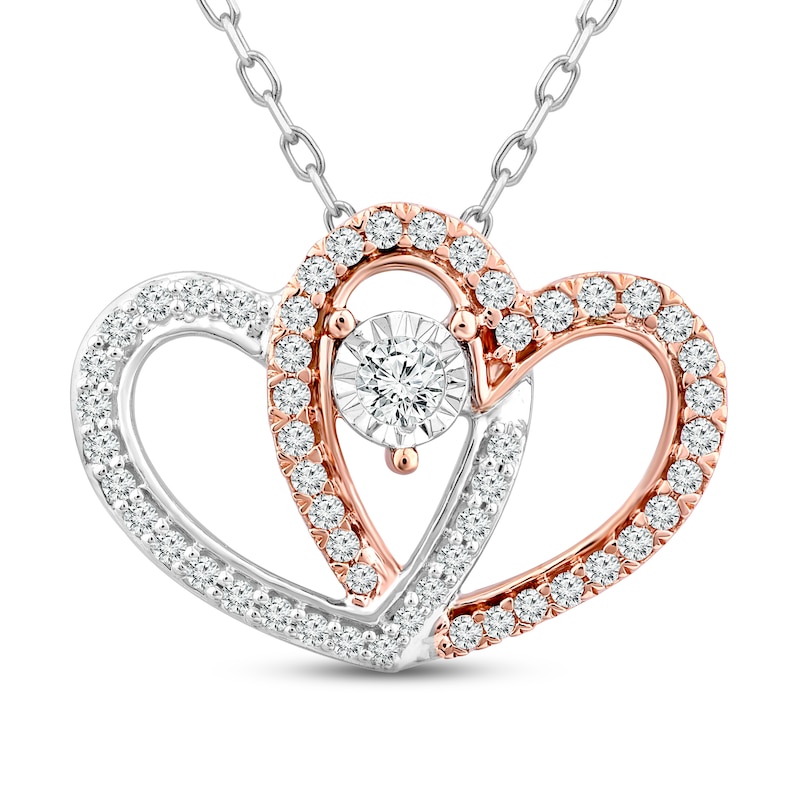 Main Image 1 of Previously Owned Diamond Heart Necklace 1/4 ct tw Round-Cut 10K Two-Tone Gold 18&quot;