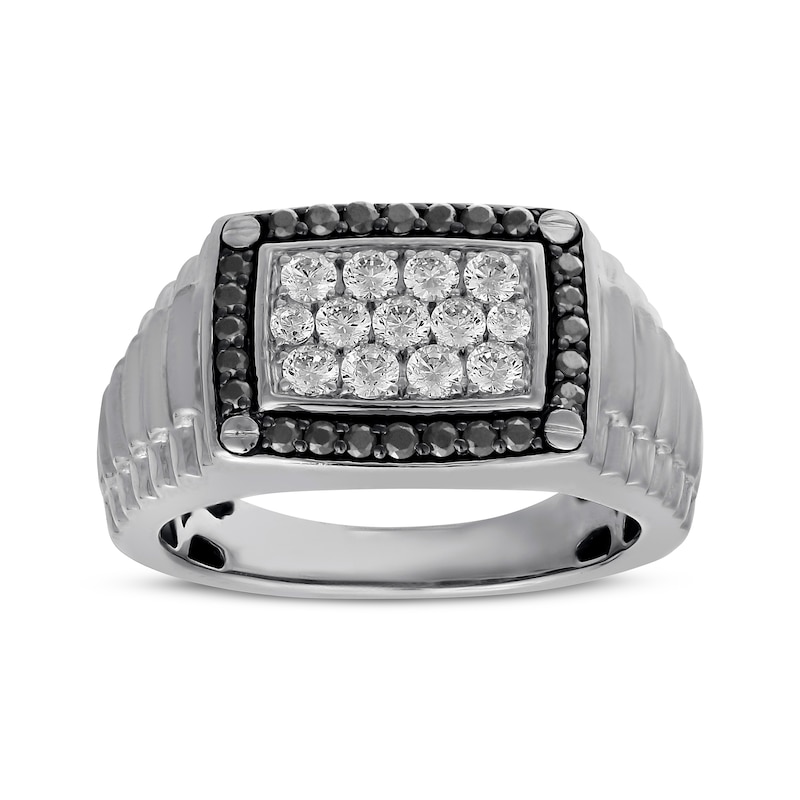 Previously Owned Men's Black & White Diamond Ring 1 ct tw 10K White Gold