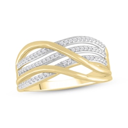 Previously Owned Diamond Swirl Ring 1/10 ct tw Round-Cut 10K Yellow Gold