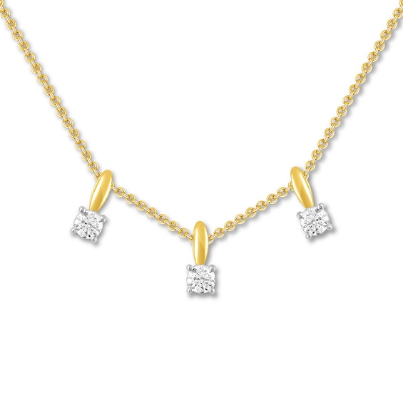 Previously Owned Three-Stone Diamond Necklace 1/3 ct tw 10K Yellow Gold 18"