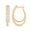 Thumbnail Image 0 of Previously Owned Diamond Oval Hoop Earrings 1/4 ct tw Round-Cut 10K Yellow Gold