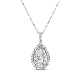 Previously Owned Forever Connected Diamond Necklace 1 ct tw Pear & Round-cut 10K White Gold 18&quot;
