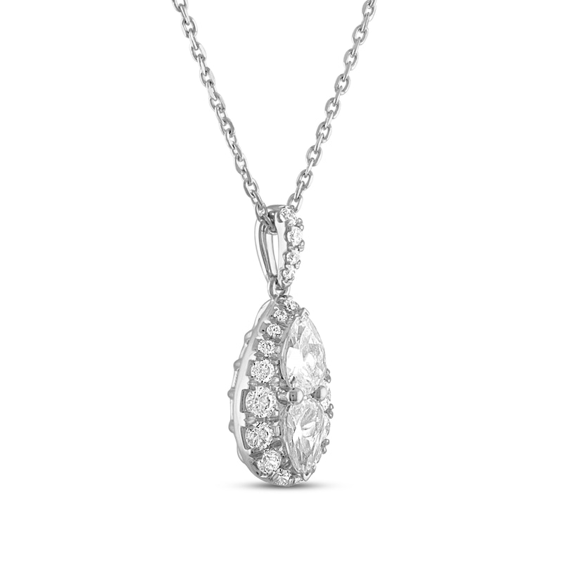 Main Image 2 of Previously Owned Forever Connected Diamond Necklace 1 ct tw Pear & Round-cut 10K White Gold 18&quot;