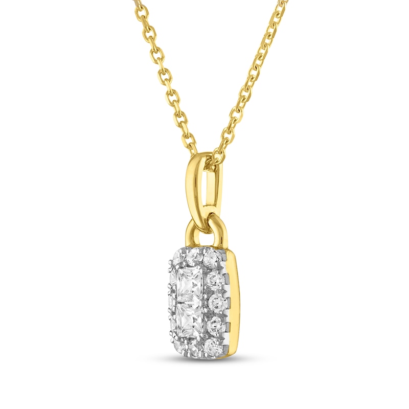 Main Image 2 of Previously Owned Forever Connected Diamond Necklace 1/3 ct tw Round & Princess-cut 10K Yellow Gold 18&quot;