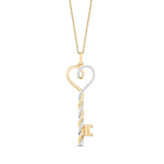 Previously Owned Hallmark Diamonds Key Necklace 1/10 ct tw 10K Yellow Gold 18"