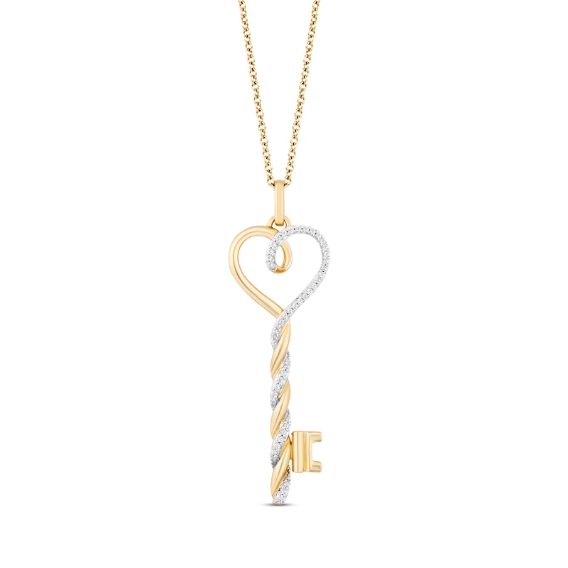 Main Image 1 of Previously Owned Hallmark Diamonds Key Necklace 1/10 ct tw 10K Yellow Gold 18&quot;