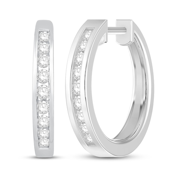 Previously Owned Diamond Hoop Earrings 1/ ct tw Round-Cut 10K White Gold