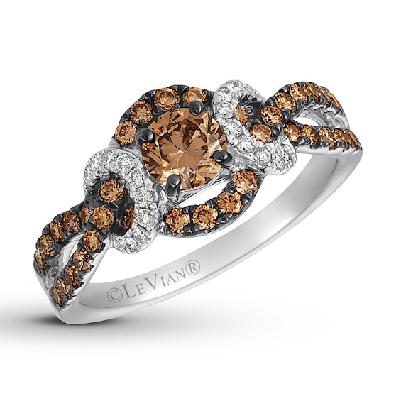 Previously Owned Le Vian Chocolate Diamond Ring 1 ct tw Round 14K Vanilla Gold
