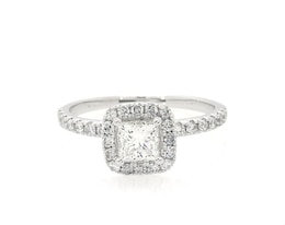 Previously Owned Princess-Cut Diamond Halo Engagement Ring 1-1/8 ct tw 14K White Gold