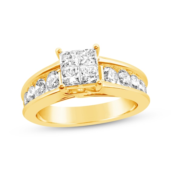 Previously Owned Princess-cut Diamond Engagement Ring 1-7/8 ct tw 14K Yellow Gold